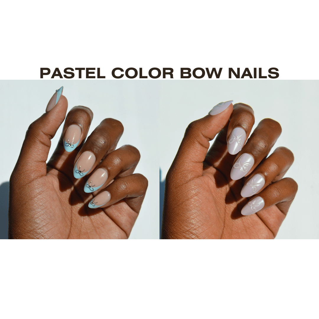 Pastel Color Bow Nails